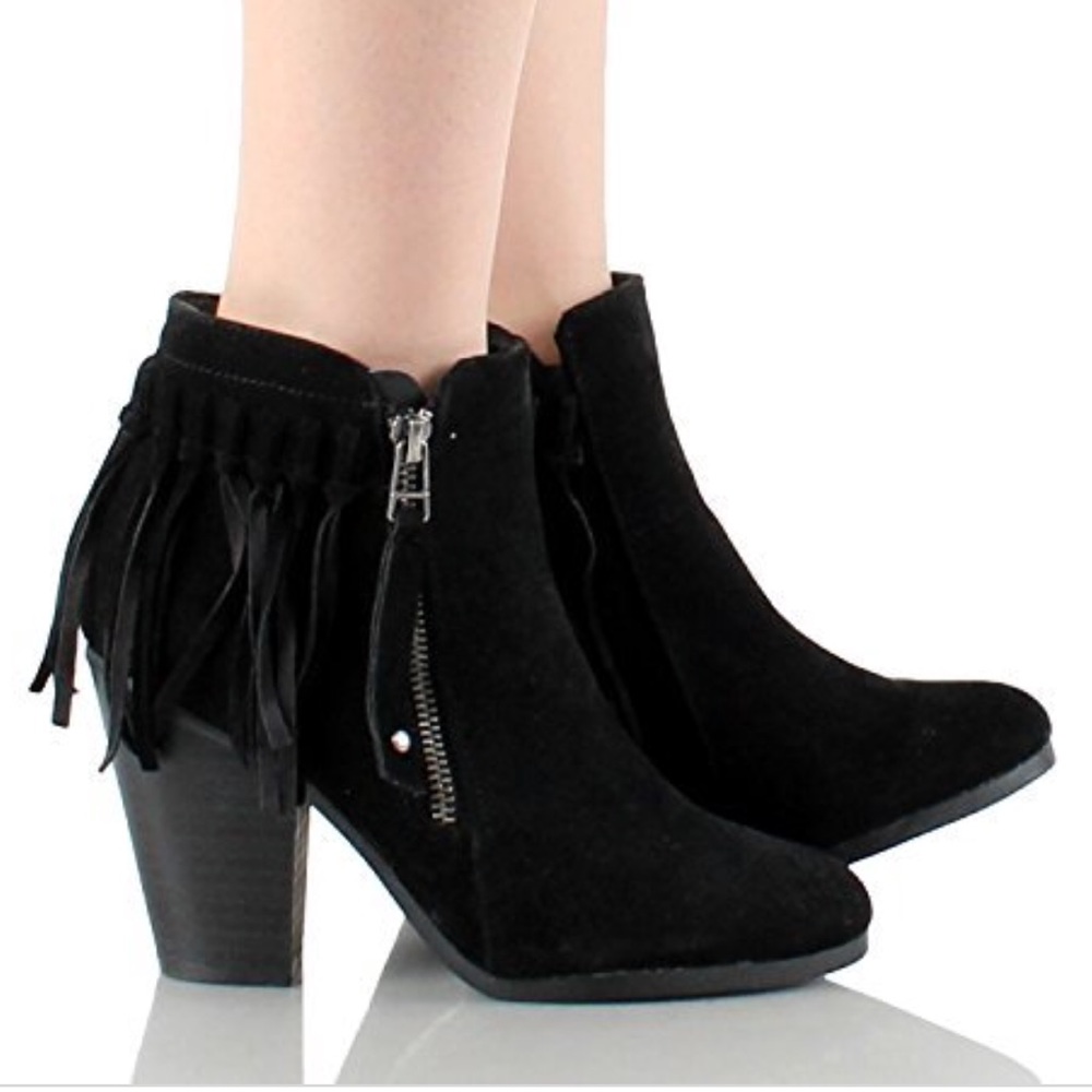Black fringe ankle booties - Picture 5 of 5